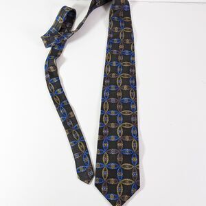 Guy Laroche | Standard Tie | 100% Silk | Geometric Blue, Gold, Brown, Black